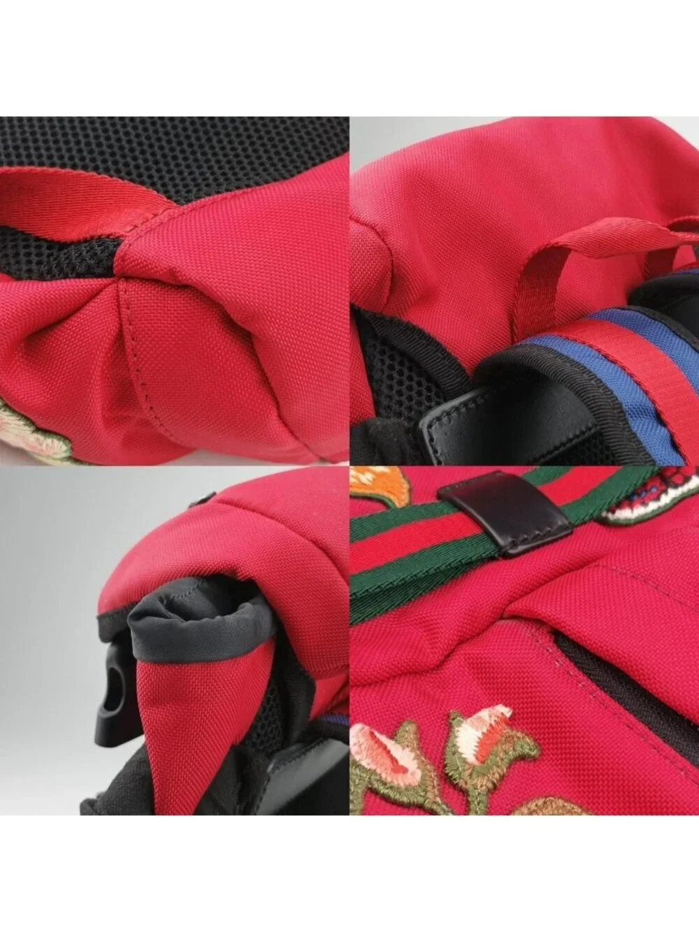 Gucci Techno Vintage Web la Vougre Pal Amour Embroidery Red Canvas Backpack